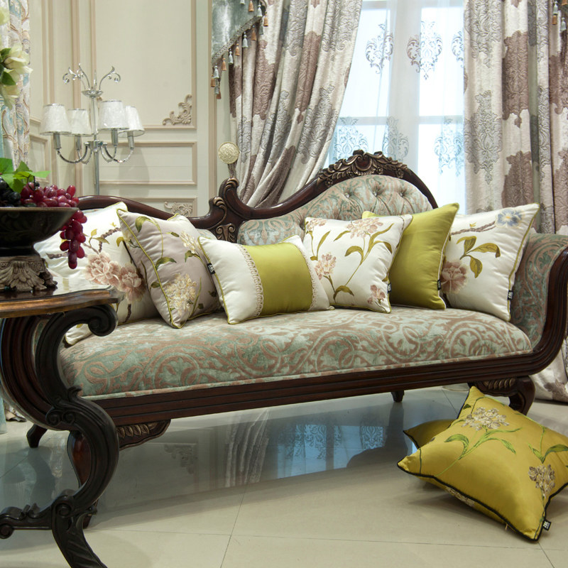 jbl金佰利新款 靠垫高精密仿真丝刺绣布艺乡村抱枕客厅沙发靠枕￥119.