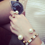 Email Europe new style fashion simple and versatile artificial opening size Pearl Gold Bracelet jewelry women