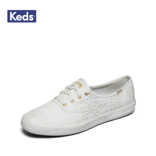 keds包包哪裡買 map keds女鞋 金色印花低幫帆佈鞋 2020年春夏新款圓頭平底小白鞋 包包