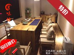 现代新中式茶桌椅组合老榆木免漆家具茶桌茶台餐桌实木仿古官帽椅