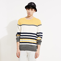 美特斯邦威2015秋装新款男时尚条纹圆领长袖毛衫吊牌价169元