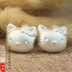 999足银黄金hello kitty凯蒂猫KT猫转运珠本命年红绳手链皮绳蜡绳