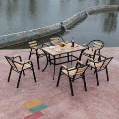 欧式铁艺实木户外室外庭院咖啡厅休闲酒吧桌椅组合套件桌子小茶几