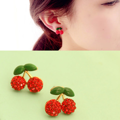 New super cute cherry cherry non-pierced earrings ear clip ear bone clip earrings ear studs