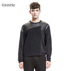 【新品】Gentle/爵度2016冬季男装 长袖套头圆领几何图案T恤上衣