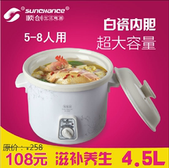 sunchance SC-D45A4.5L陶瓷电炖锅白瓷自动电炖盅慢炖煮粥锅煲汤