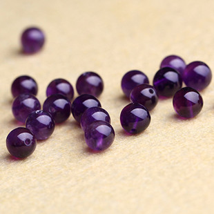 天然深色紫水晶散珠子紫球 diy手工摆件串珠手链材料配饰