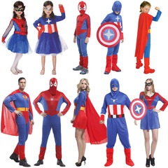 炫彩 英雄服饰环保 万圣节衣服儿童成人亲子装美国蜘蛛侠超人队长