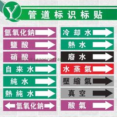 氢氧化钠液碱管道标识 盐酸硝酸硫酸管道贴 真空热水冷却水管路贴