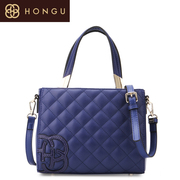 Honggu Hong Gu 2016 counters new stylish Plaid genuine leather shoulder slung portable bag 6506