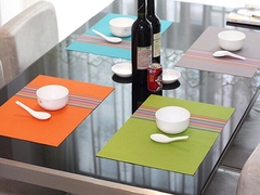 宜家彩虹条PVC餐垫长方形热碗垫隔垫欧式西餐垫餐桌垫防水透气