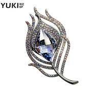 YUKI brooch women Korea high-grade crystal flower coat sweater chest feather pin male giving your lover a gift