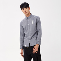 美特斯邦威2015秋装新款男长袖前胸后背印花衬衫吊牌价169