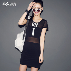 Princess pre-seven new sexy mesh mosaic spring/summer OTHERMIX2015 slim fit short sleeve dresses