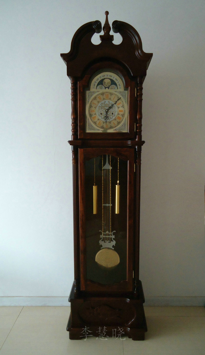 古典摆钟机芯全铜落地钟座钟栗色钟报时报时实木立钟