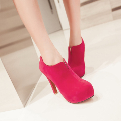 2015 spring new ladies shoes fashion trend of comfortable suede high heels after round zipper shoes women