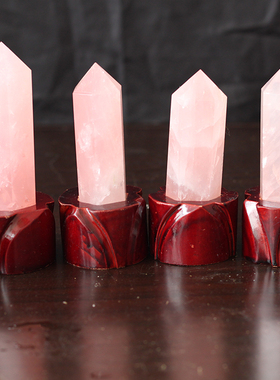 天然粉水晶柱马达加斯加粉水晶柱