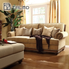 TALMD美式田园风格布艺沙发铆钉布艺单人双人三人沙发面料可定制