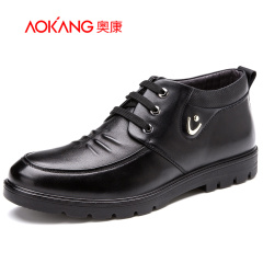 Aucom new men's trends-in-tube shoe 2015 winter warm and velvet shoes non-slip wear high shoes