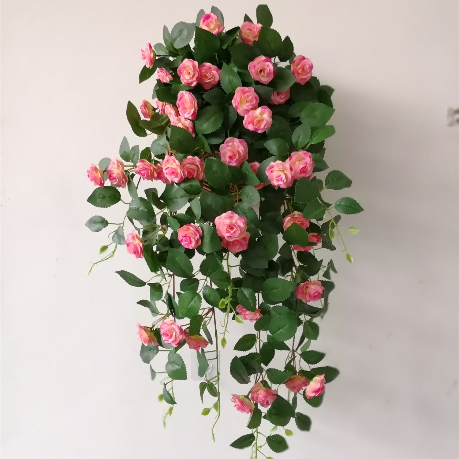 春节热卖11叉壁挂玫瑰藤条室内墙挂仿真花假花绢花藤蔓吊篮装饰花