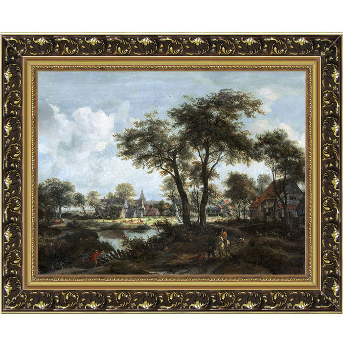 世界名画霍贝玛风景宾馆家居挂画壁画装饰画实木有框画4