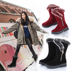 2016新款冬季保暖雪地靴平底平跟女靴短靴中筒靴马丁靴棉靴棉鞋女