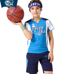 中大童篮球服夏装短袖套装2016新男童胖儿童中T恤短裤两件套