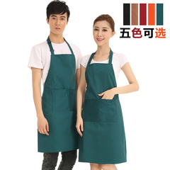 工作服围裙厨师挂脖服务员围裙餐饮印字广告咖啡店围腰定制logo