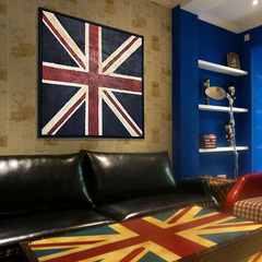 郝可家 装饰画  客厅玄关酒吧走廊艺术英国国旗米字旗纯手绘油画