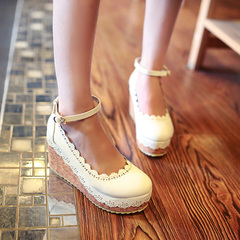 15 spring designer shoes Korean Sweet Ladies Shoes asakuchi wedges of round-headed high heel platform shoes and leisure