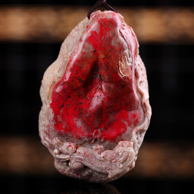 招财貔貅 鸡血石手把件 含血量足 造型大气收藏精品 125.32克