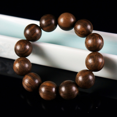 极品-紫磨真金 千年乌木金丝楠佛珠手串f0095