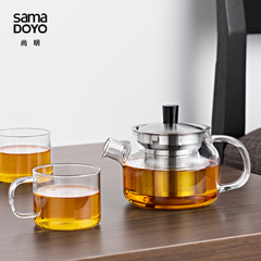 尚明玻璃茶具套装整套功夫红茶花茶壶茶具耐热玻璃茶壶不锈钢过滤