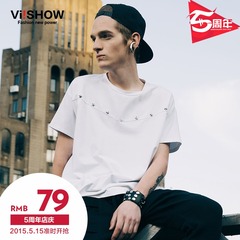 Viishow2015 summer dress new short sleeve t-shirt men's European and American minimalist logo short sleeve t shirt cotton white t