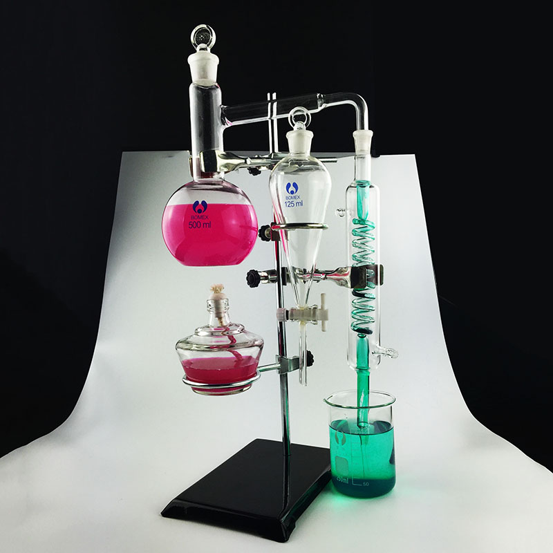 蒸馏水装置500ml烧瓶花露露水精油提炼花瓣提纯教学仪器