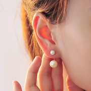 Faux Pearl Earrings earrings for posting fashion double Korea double-sided rear-mounted dual-use earring post