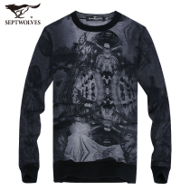 七匹狼羊毛衣 男士圆领毛衫 100%纯羊毛套头羊毛衫 秋装新款 1725