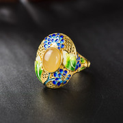 Thai gold-plated 925 Silver cloisonne fashion Lady waxing opening rings female Japanese and Korean jewelry