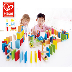 德国hape多米诺骨牌 儿童宝宝益智积木 木质创意智力玩具3岁4岁