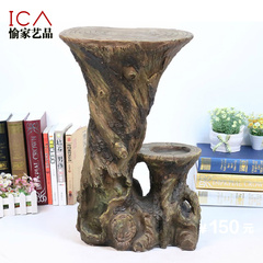 ica愉家艺品 仿根雕底座家居装饰品 流水喷泉工艺品风水轮摆件