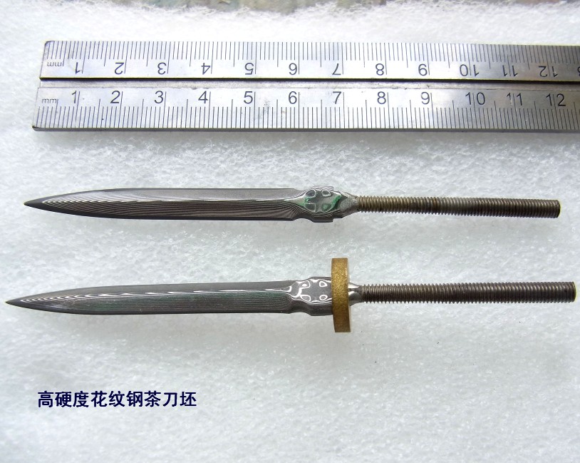 Tea knife embryo Tea sword blank Damascus steel strip decorative pattern high-grade Tea needle DIY Pu'er tea Knife head partsin the Tableware , Tea set , Tea/With zero category - from Buy2taobao.com to provide professional Taobao agent buy service