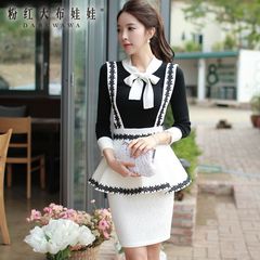 Overalls pink doll 2015 Lotus Leaf swing skirt autumn slim new lace white Hip skirts