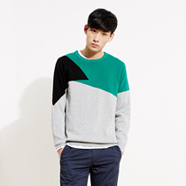 美特斯邦威2015秋装新款男色块撞色长袖毛衫吊牌价169元