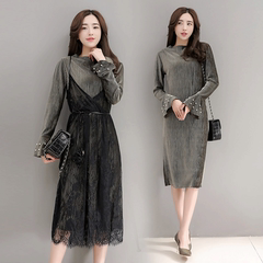 套装女2016春季新款韩版修身显瘦中长款时尚休闲25-35周岁两件套