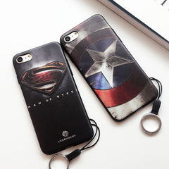 美国队长超人浮雕iPhone7手机壳苹果7软壳挂绳壳iPhone7 Plus