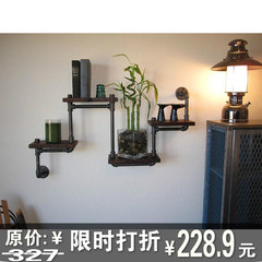 美式乡村LOFT风格铁艺工业水管壁挂置物架书架复古水管展示架