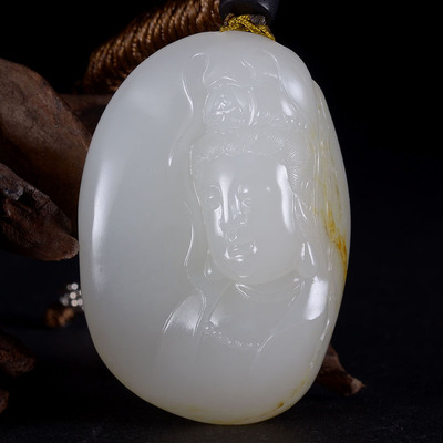 国家级玉雕大师范同生作品 和田玉羊脂白玉 观音 挂件87.72g