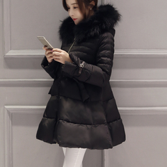 冬季韩版大毛领中长款加厚娃娃装A版棉服宽松棉袄棉衣外套面包服