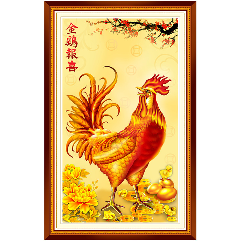 客厅 装饰_5d钻石画满钻客厅公鸡装饰画贴钻十字绣金鸡点砖石秀生肖