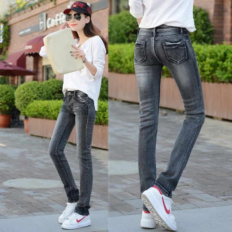 Paige Straight stretch jeans Self cultivation Large Show thin Panties grey cowboy ins Pants women Straightin the Women's clothing/Boutique , Jeans category - from Buy2taobao.com to provide professional Taobao agent buy service